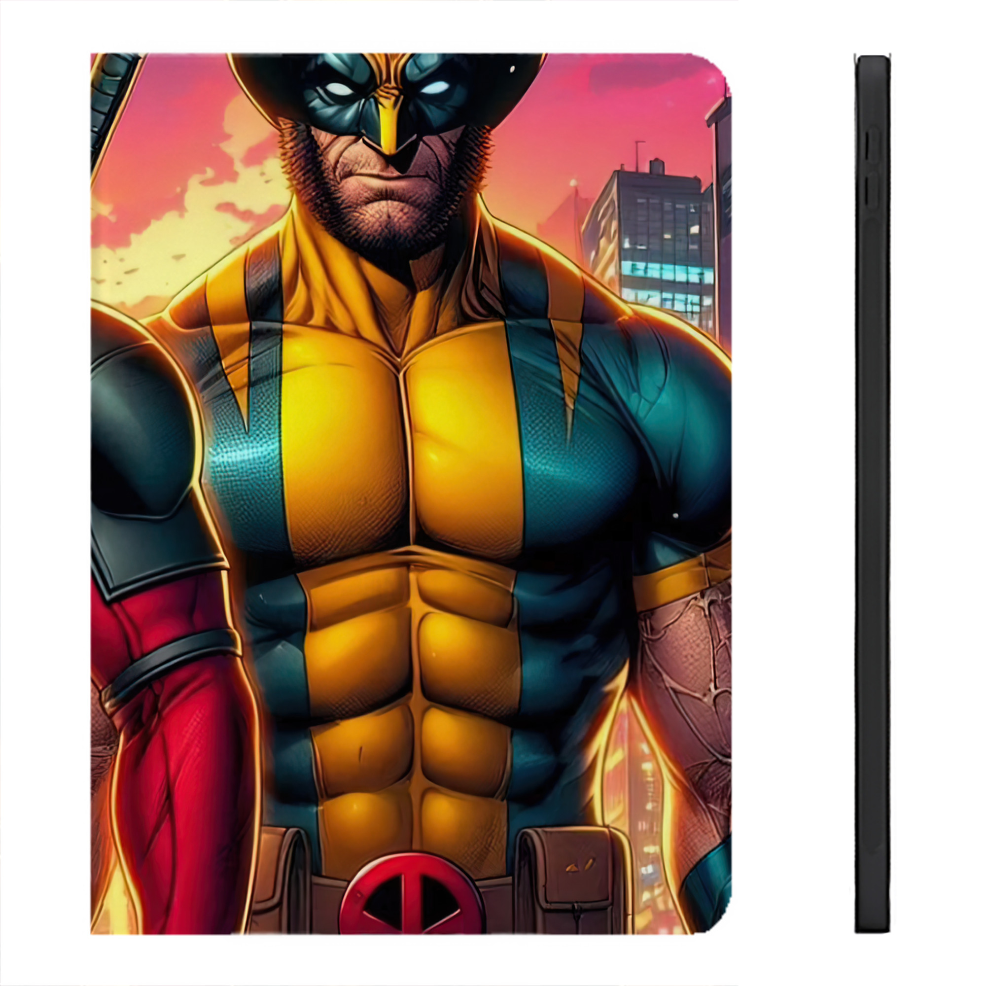 （画像用） Deadpool デッドプール IPadケース ペンホルダー付き ブックスタイルデザイン